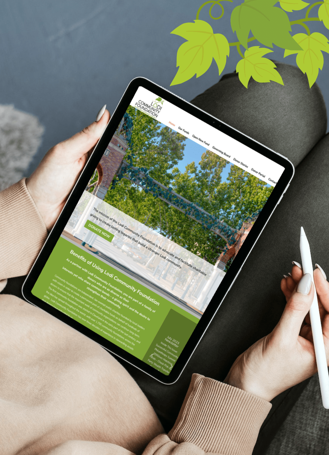 Opening a fund on a tablet